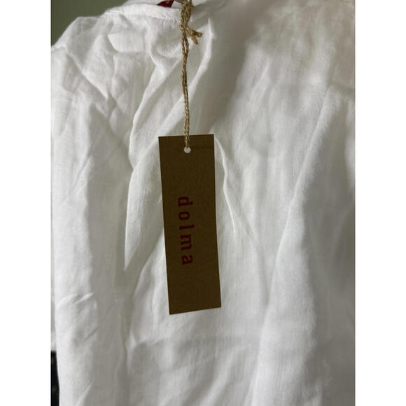 NWT! Dolma Elegant Layered Flowy White Button-Up Women's Blouse Size Medium - Picture 7 of 8